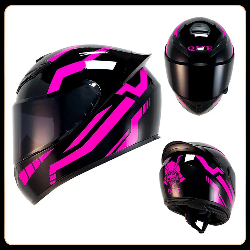 Мотоциклетный шлем на все лицо модульный с двойным козырьком в горошек