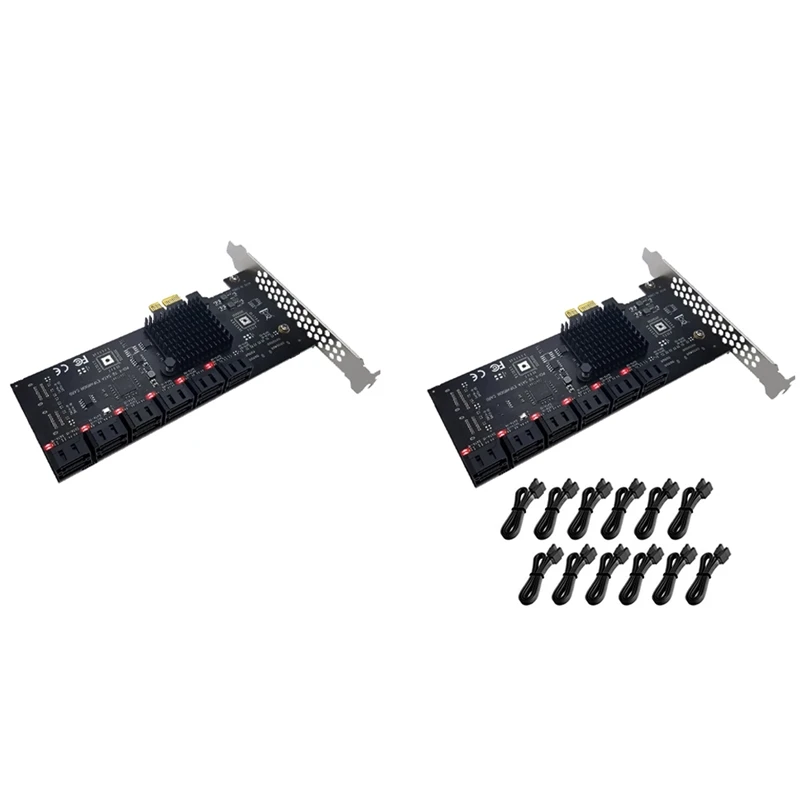 

PCI-E To SATA3.0 Expansion Card 12-Port X1 SSD Hard Drive Adapter Card (X1 Drive-Free) With Status Indicator