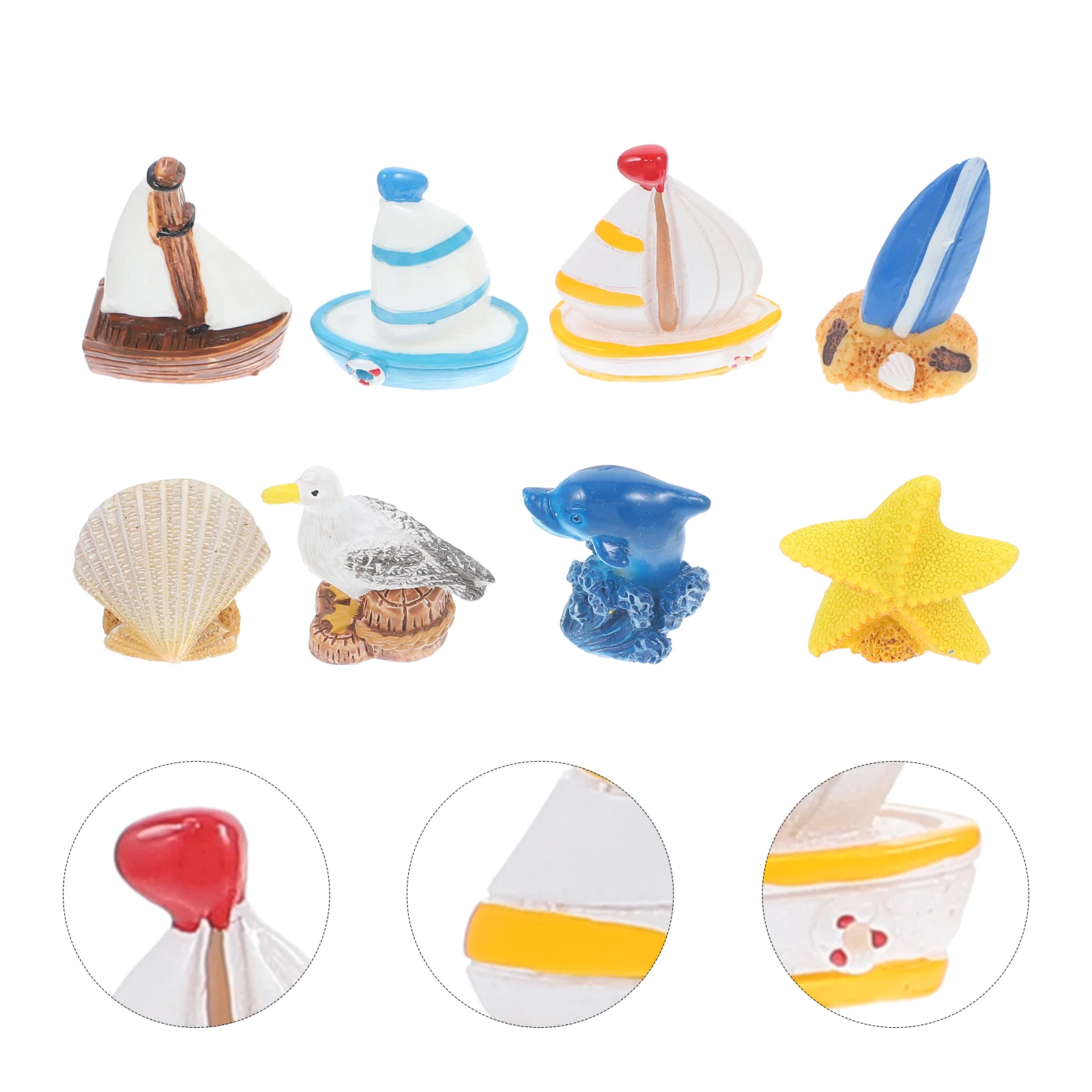 

8pcs Ocean Beach Themed Creative Nautical Rustic Decorative Microlandscape Decor Microlandscape Statue