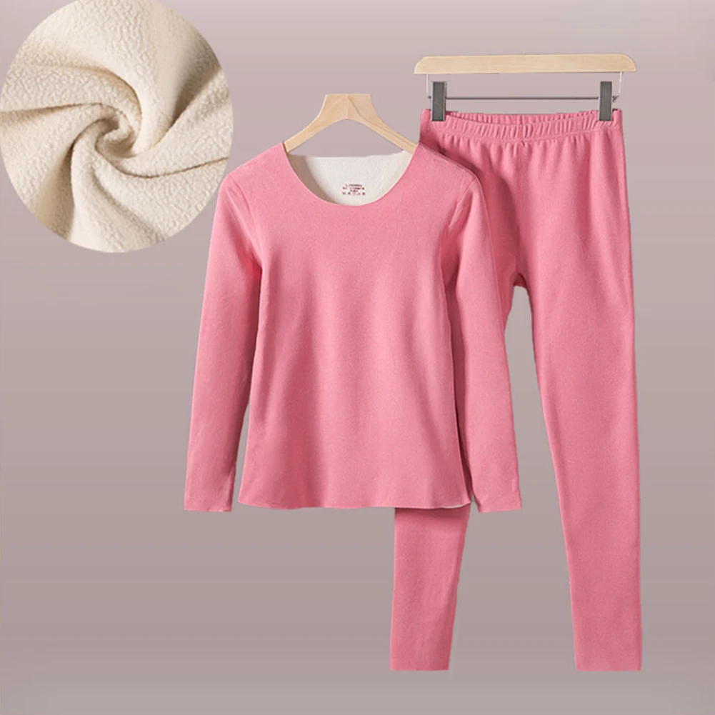 Winter Cashmere Thermal Heated Underwear Set Keep Warm Pajama Suit Warm Lingerie Unisex Thermal Top And Trousers Clothing Set