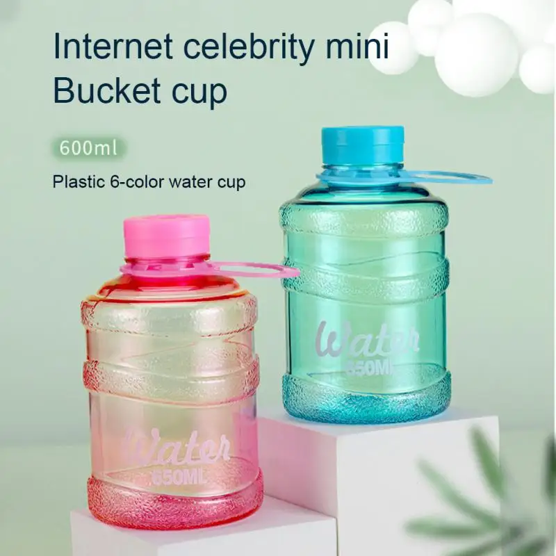 

Transparent Creative Bucket Plastic Water Bottle Large Capacity Sports Water Bottle Portable Leakproof Water Cup Student Gift