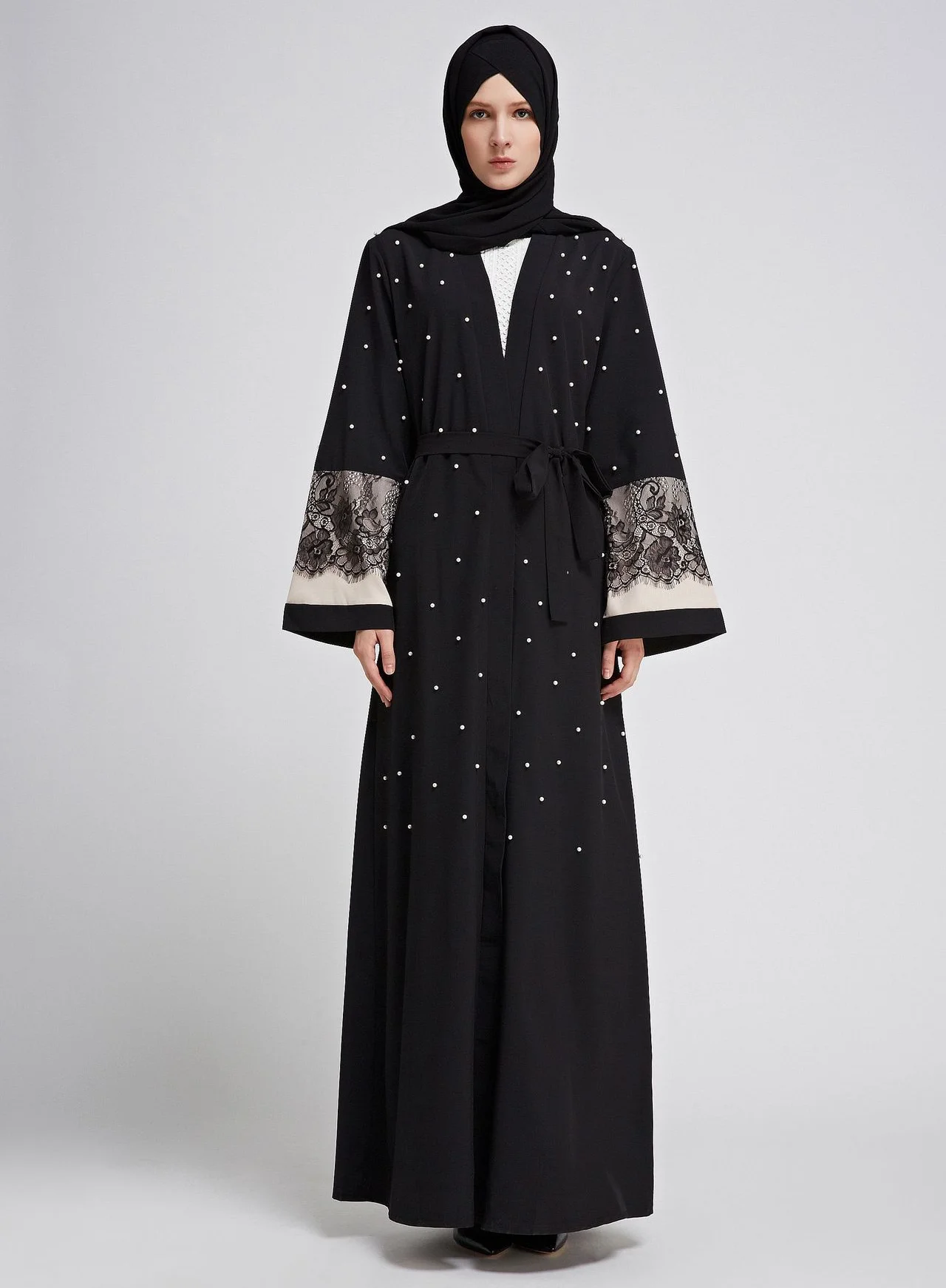 Рамадан абайя ислам кафтан кружевное жемчужное платье 2022 мусульманская одежда Дубай открытая ткань хиджаб Халат