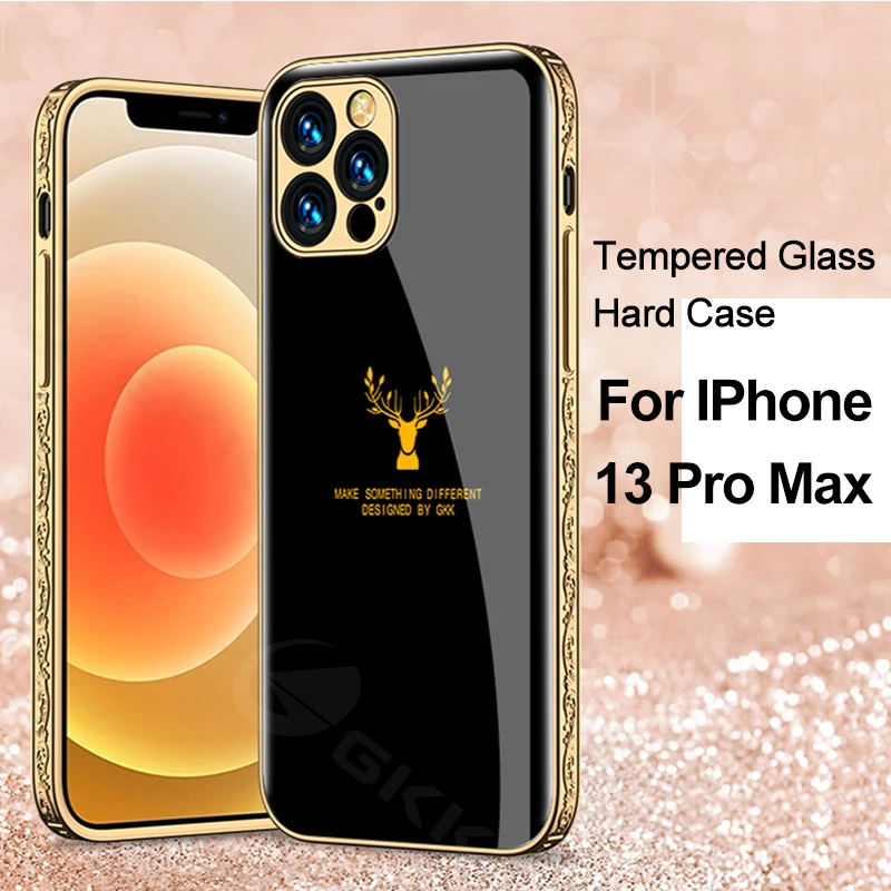 

Чехол GKK из закаленного стекла с рисунком для IPhone 13 Pro Max, жесткий чехол с покрытием и прямыми краями для IPhone 13 Pro Max