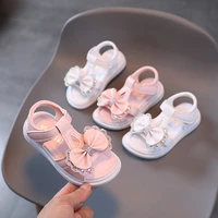 free shipping bow kids shoes designer sandals for girl shoes 2022 summer fashion crystal princess child beach shoe 2 to 8 years