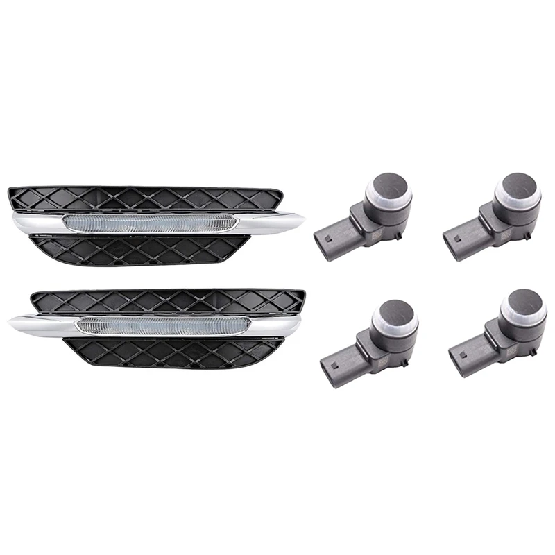 

2 Set For Mercedes-Benz Car Accessories: 1 Set LED Daytime Running Lamp DRL Fog Lamp & 1 Set Parking Sensor