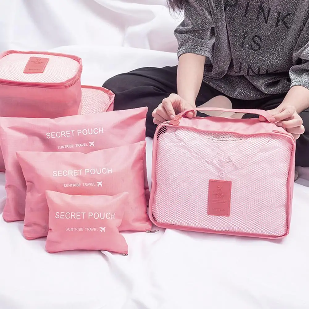 

6 Pack Travel Organizer Set Clothes Luggage Organizer Suitcase Bag Storage Shoes Wardrobe Travel Bag Bag Cubes Packing T2N3