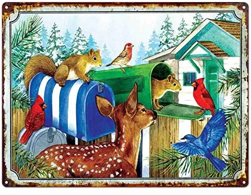 

Знак приветствия, животные, олень, птицы, забавная цитата, винтажный металлический жестяной знак, Настенный декор, ретро знак животного