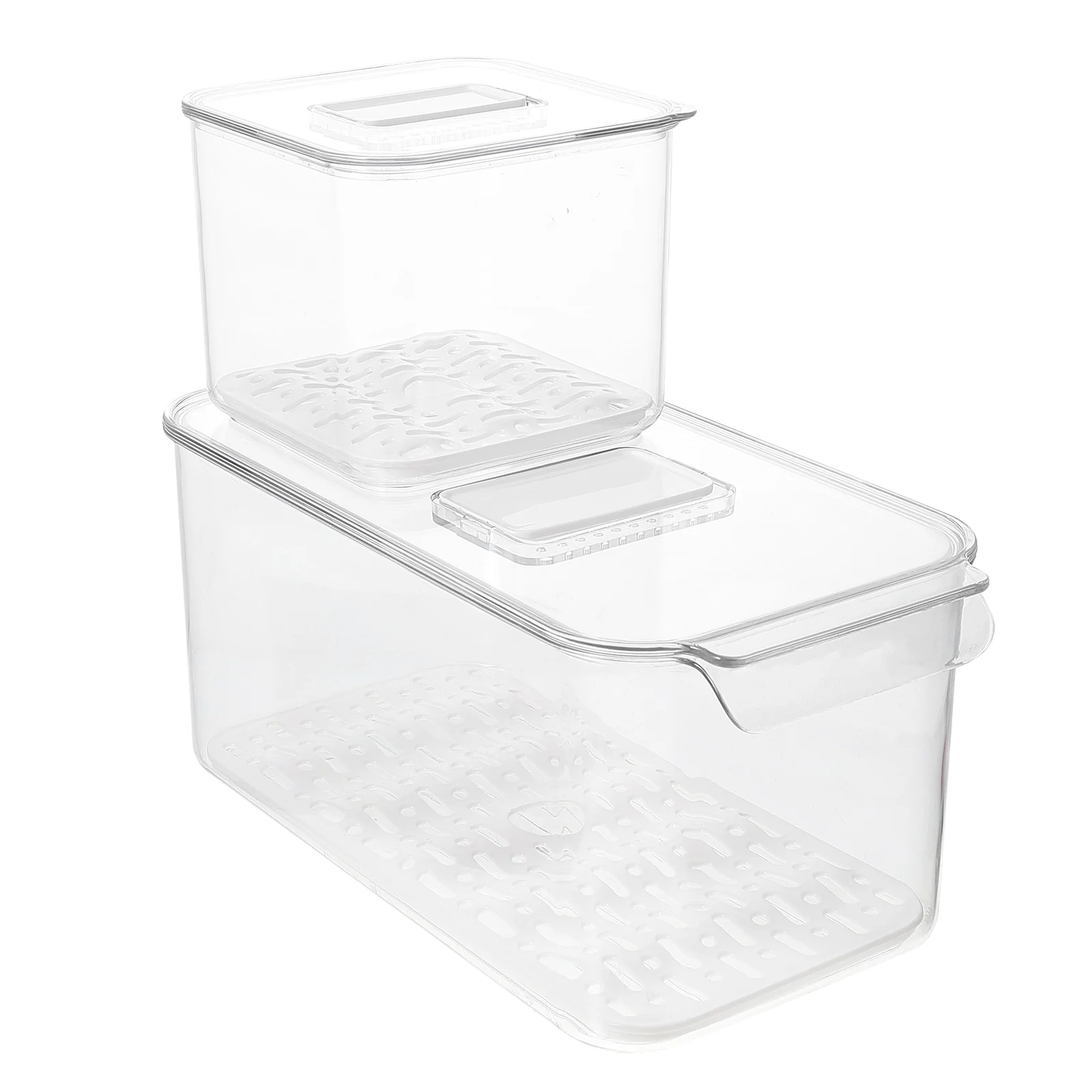 

2 Pcs Refrigerator Container Fruit Vegetable Draining Box Kitchen Storage Case