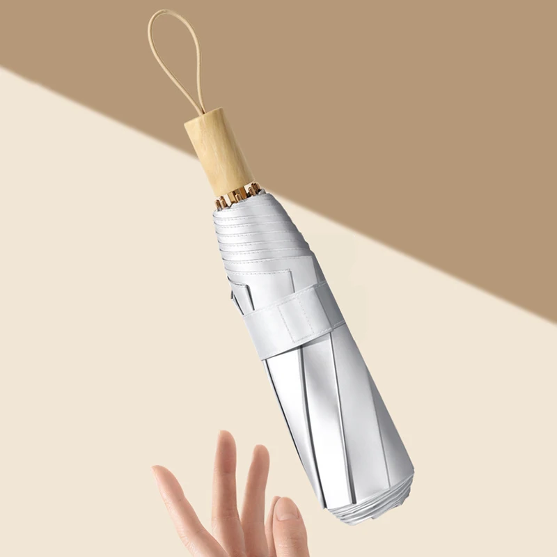 

8-Rib Manual Umbrella Silver Coating Portable Lightweight UV Umbrella Stay Protected Rain or Shine Parasol UPF50+