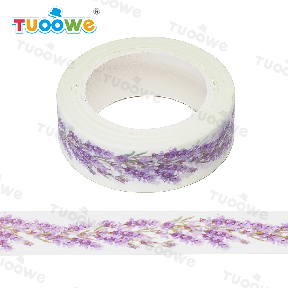

2022 NEW 1PC 15mm x 10m Lavender Wreath Watercolor Scrapbook Paper Masking Adhesive Washi Tape washi tape set designer mask