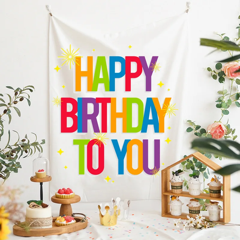 

Happy Birthday Wishes Wall Decoration Colored Text HL-70YZFR