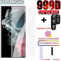 2in1 full cover uv tempered glass for samsung galaxy s21 s22 ultra screen protector note 20 10 9 8 s20 10 plus s22 5g accesorios