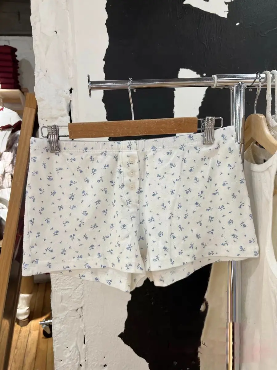 Футболка с длинными рукавами и пуговицами цветочным принтом комплект шортами