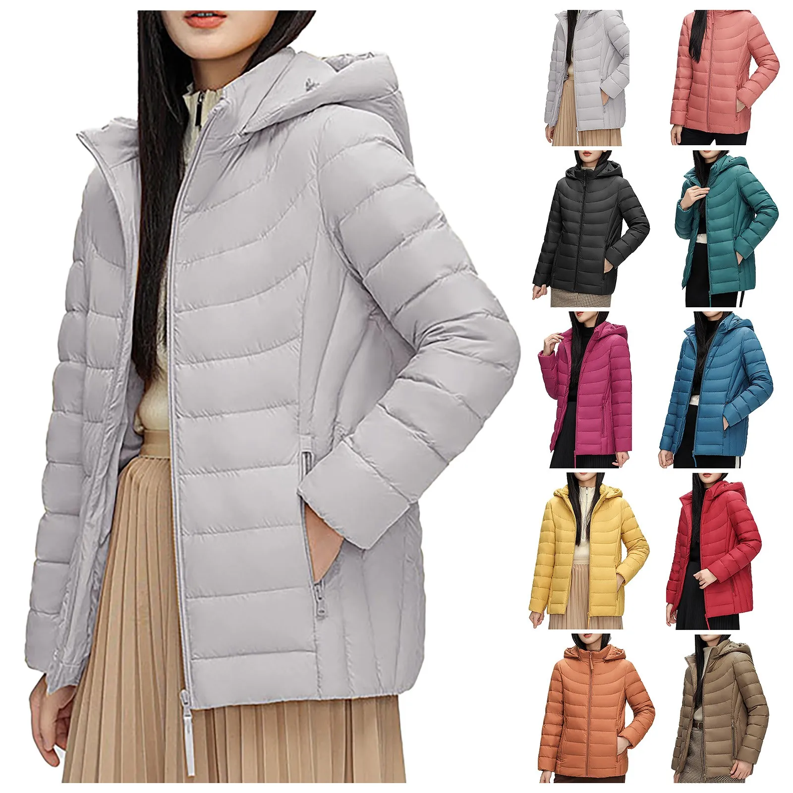 Новый женский легкий пуховик с коротким капюшоном и воротником-стойкой женская