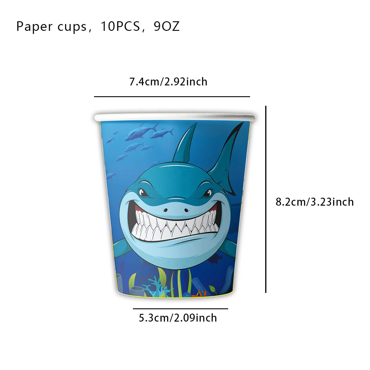 Тема акулы, украшения для дня рождения, одноразовая посуда, бумажные салфетки, чашки, тарелки, скатерти, соломинка