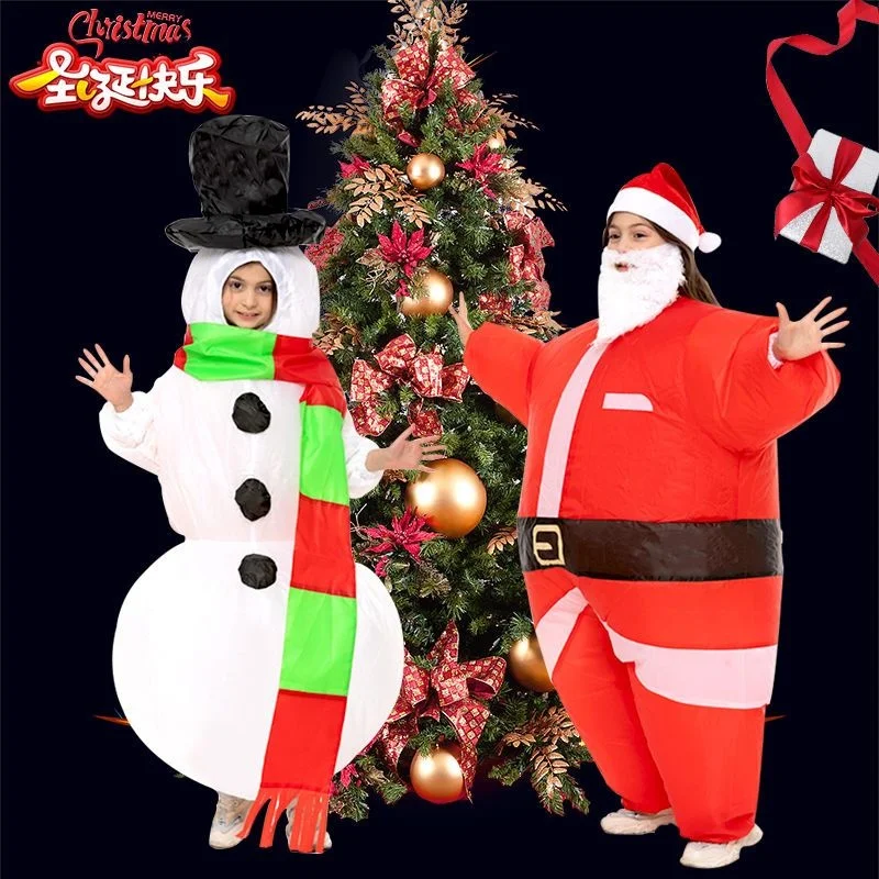 

Новый Рождественский надувной костюм Одежда для выступлений для детей и взрослых Санта-Клаус Снеговик надувная одежда для ролевых игр