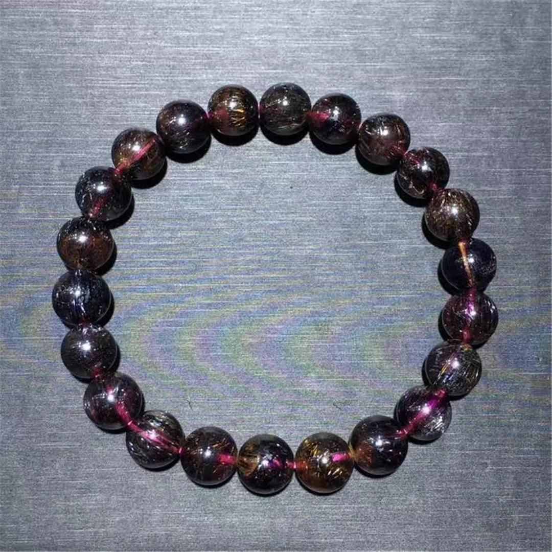

9mm Natural Black Super Seven Melody Purple Rutilated Quartz Bracelet For Women Men Healing Gift Crystal Beads Strands AAAAA