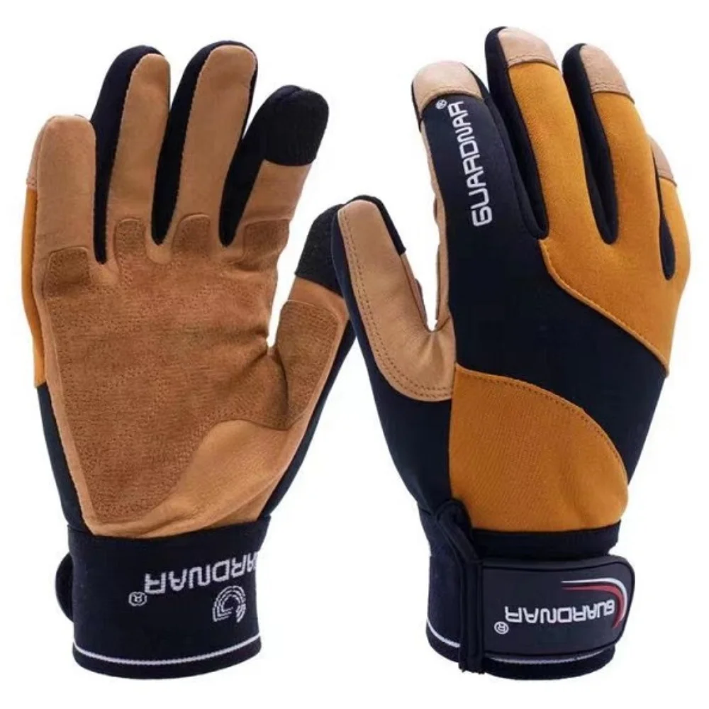 

Fashion Protective Gloves Outdoor Riding Engineering Work Stretch Cloth Stitching Leather Comfortable Breathable Non-Slip