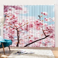 japanese cherry blossoms window curtain for living room modern sheer curtain for bedroom kitchen drapes custom