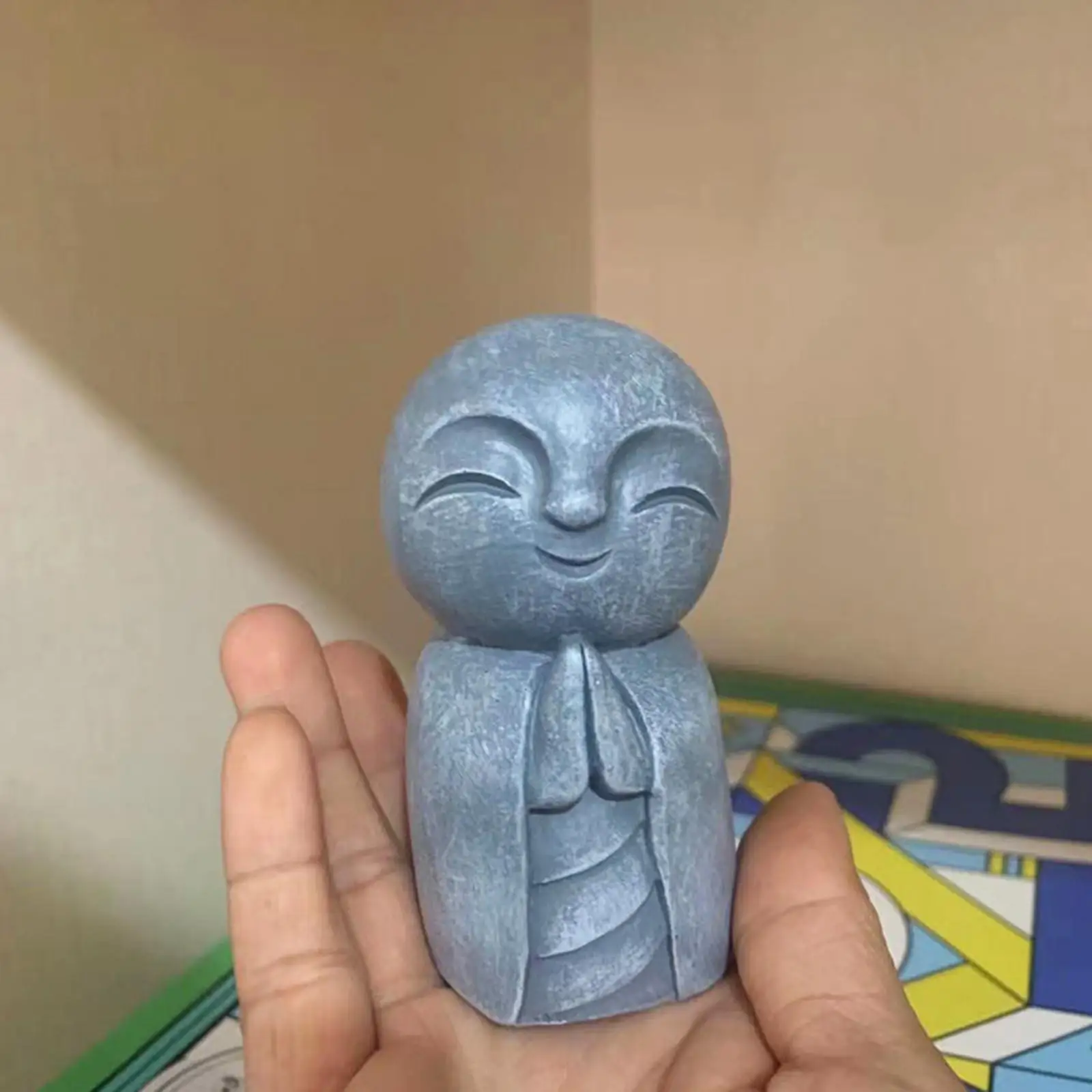 

Japanese Buddha Happy Jizo Monk With Hands Clasped In Prayer Mini Statue