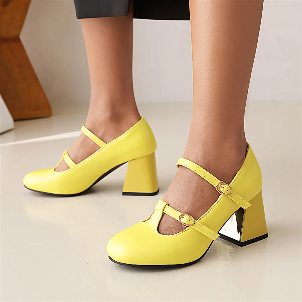 

KarinLuna Dropship 2022 Spring Platform Square Heel Buckle Strap Elegant Sexy Offices Dressing Ladies Shoes Comfy Woman Pumps