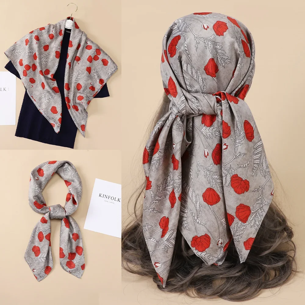 Шелковый шарф 90 см большой квадратный дизайнерская Тонкая Шаль в стиле ретро с