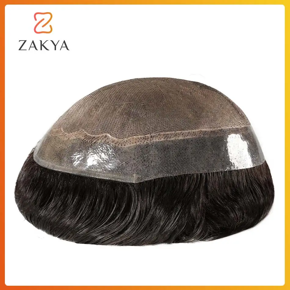 Fine Mono Natural 100% Human Hair Toupee Breathable Male Hair Prosthesis Capillary Male Wig Systems Men Wig Free Shipping