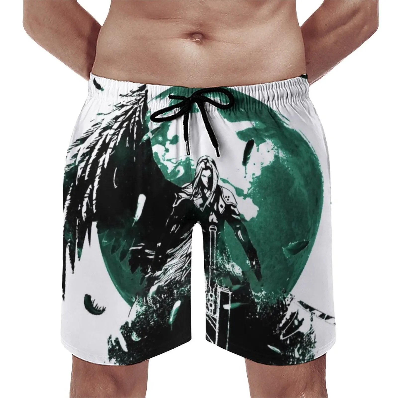 

Sephiroth Final Fantasy VII Board Shorts Cloud Cool Man Game Wing Half Board Short Pants Hot Sale Male Funny Design Swim Trunks