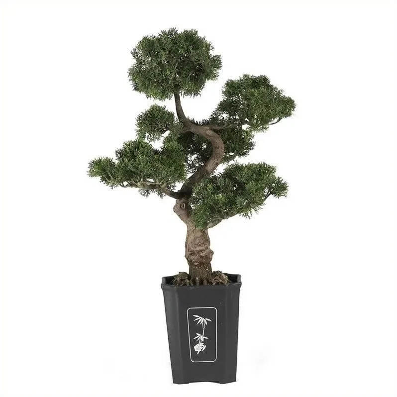 

36" Cedar Bonsai Plastic Artificial Plant in Green