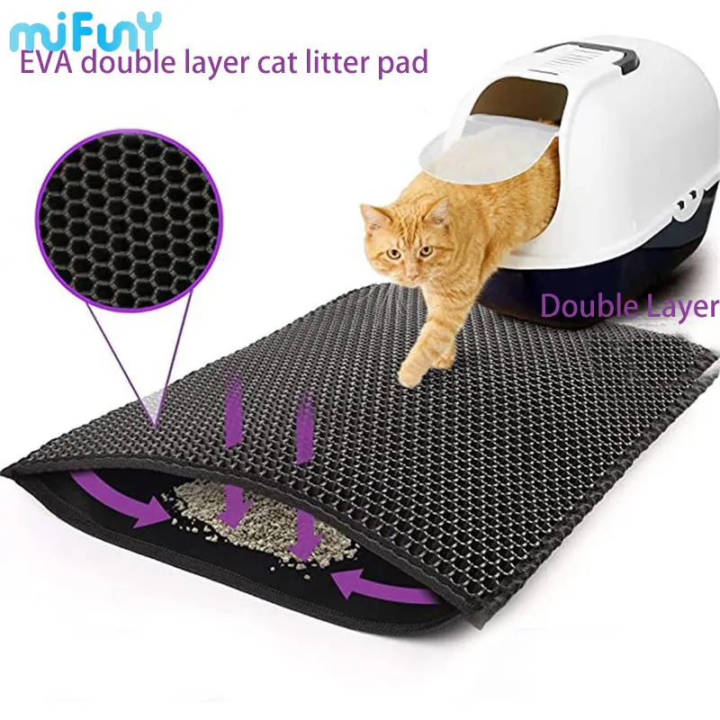 

Mifuny Waterproof Pet Cat Litter Mats Double Layer Pet Litter Box Mat Non-slip Sand Cat Pad Washable Bed Clean Pad Pets Products