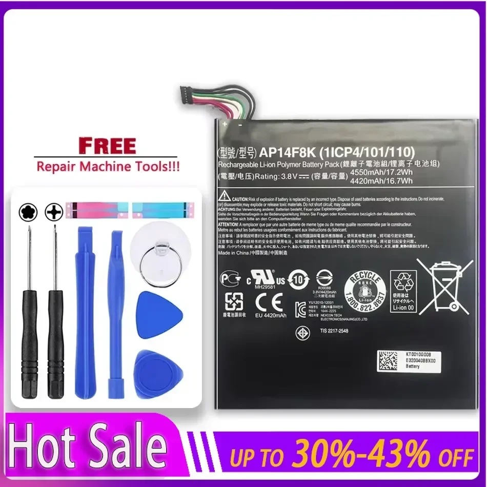 Аккумулятор для планшета Acer Iconia Tab A1-850 B1-810 B1-820 B1-830 W1-810 4550 мАч AP14F8K Портативные