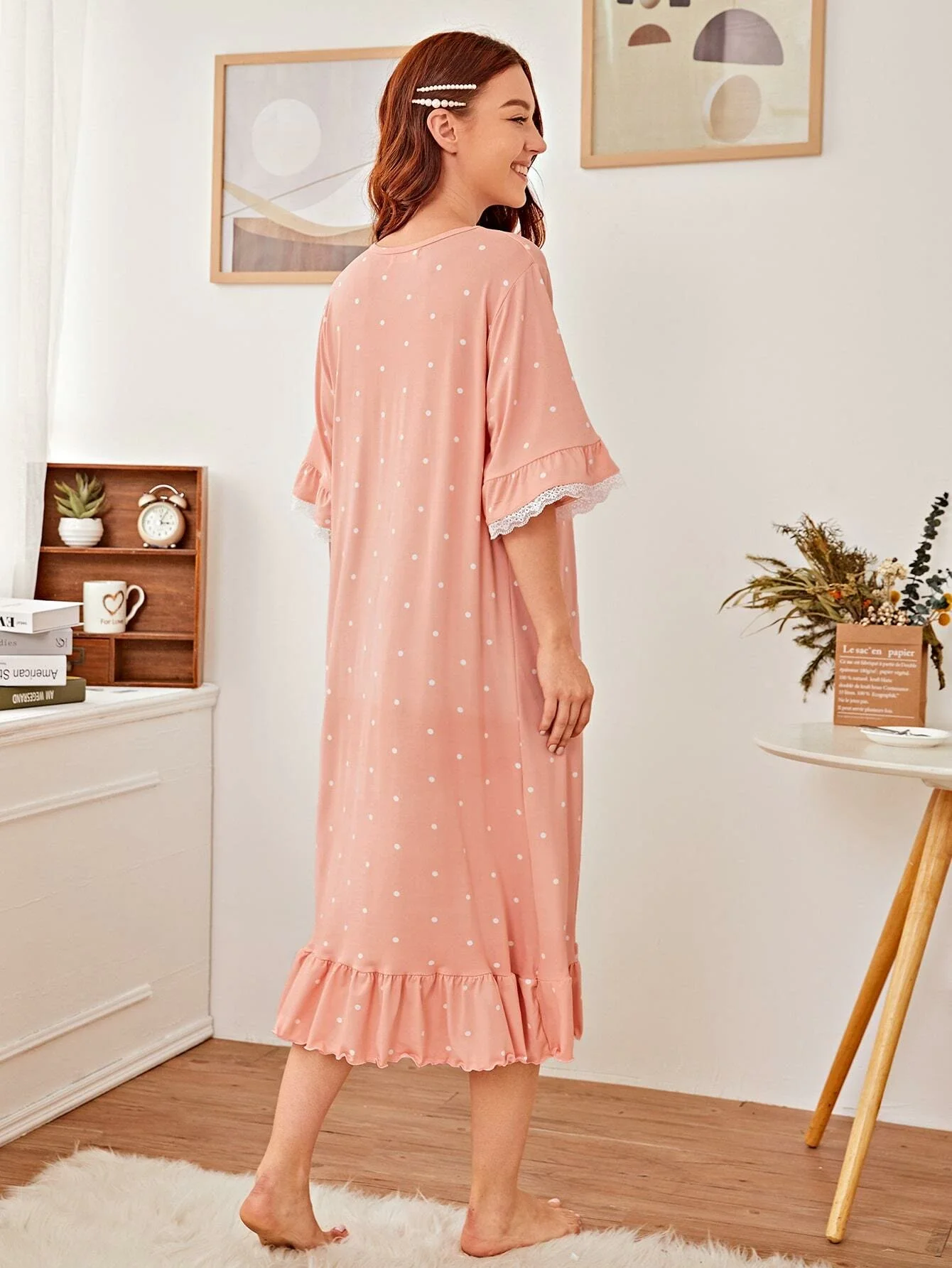 

2022 Lace Panel Heart Print Cami Pajama SetWomen's Sleepwear Sexy