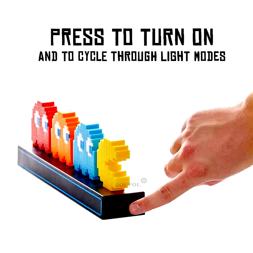 Новый пиксельный ночсветильник Pac Man светодиодная Иконка игры визуальная иллюзия