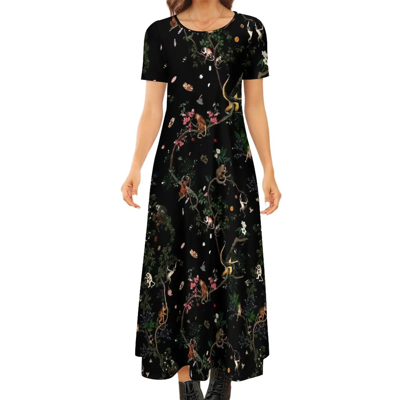 

Monkey World Dress Vintage Floral Print Korean Fashion Boho Beach Long Dresses Women Elegant Maxi Dress Birthday Present