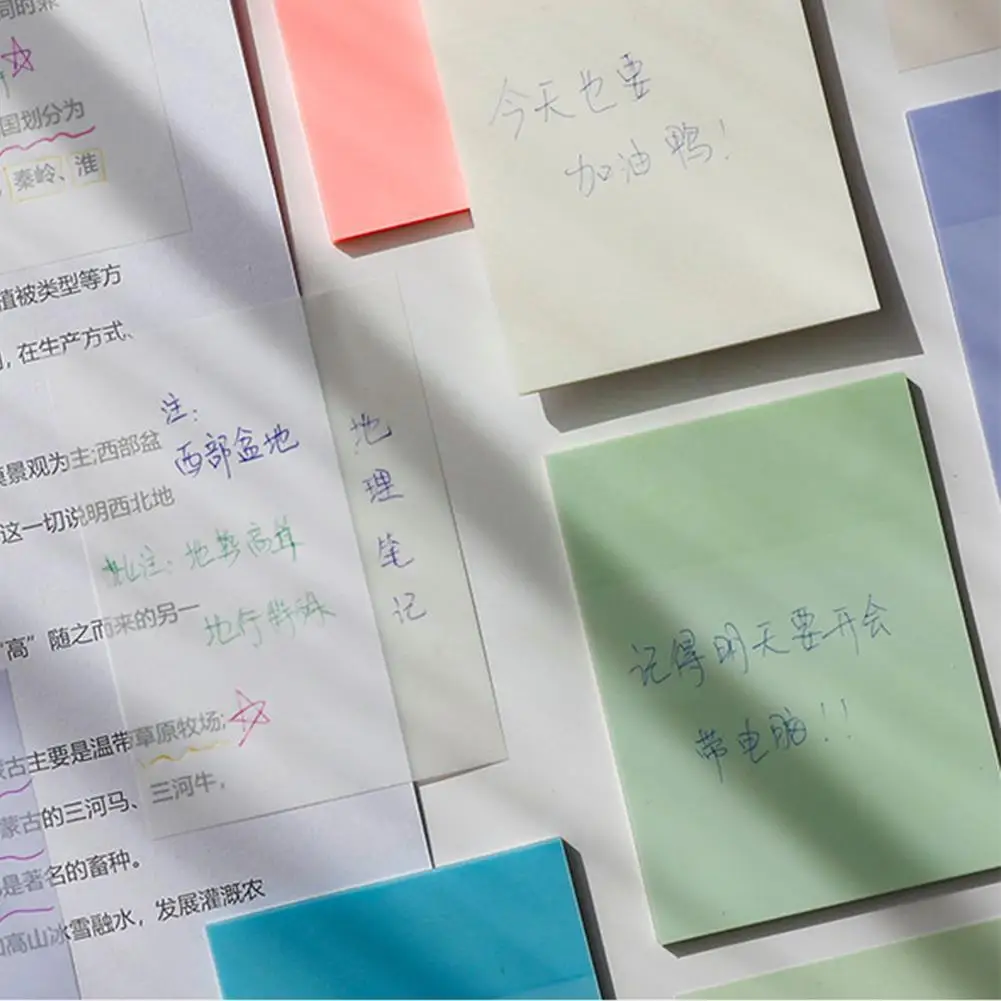 

50 Sheets Waterproof Pet Transparent Memo Sticky Note Stationery Notepad Do Paper Daily Student To List Check It Office Sup G7w0