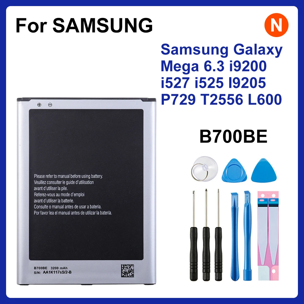 

Оригинальный аккумулятор SAMSUNG B700BC B700BE/BU 3200 мАч для Samsung Galaxy Mega 6,3 i9200 I9208 i527 i525 I9205 P729 T2556 L600 I9202