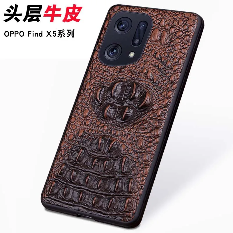 Hot Sales New Luxury Genuinnew Genuine Leather Luxury 3d Crocodile Head Phone Case For Oppo Find X5 Pro Magicv Cover Case