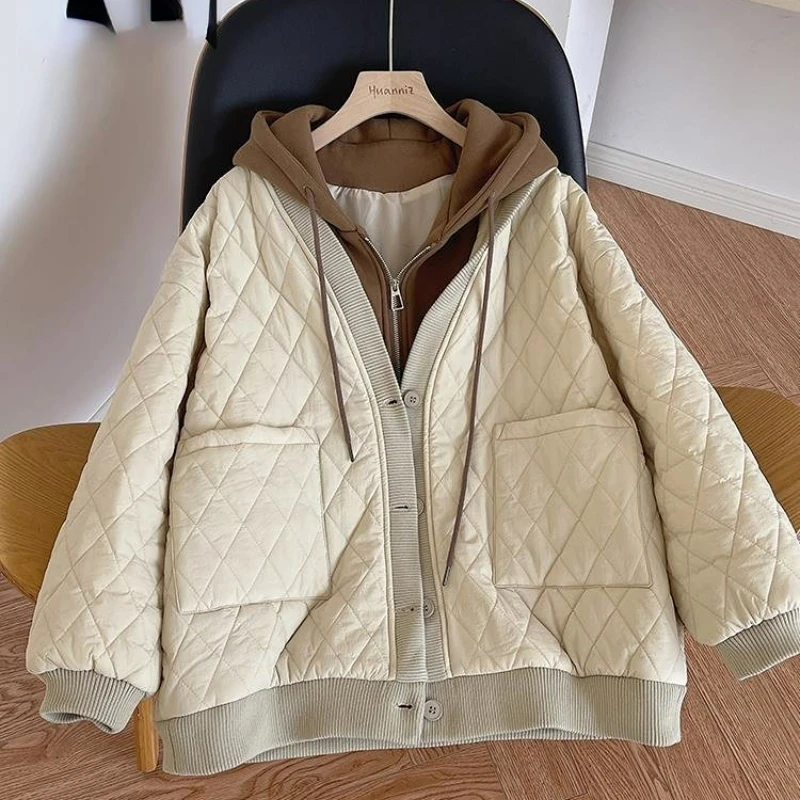 

Autumn Winter 2022 Thickened Cotton Padded Clothes Loose Hooded Padded Jacket Coats Winter Clothes Women Woman Coat Parka