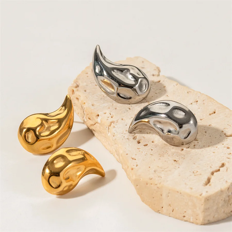 Модные гладкие серьги-гвоздики в форме капли воды для женщин и девочек