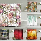Красивая занавеска для душа из полиэстера с изображением подсолнухов и цветов