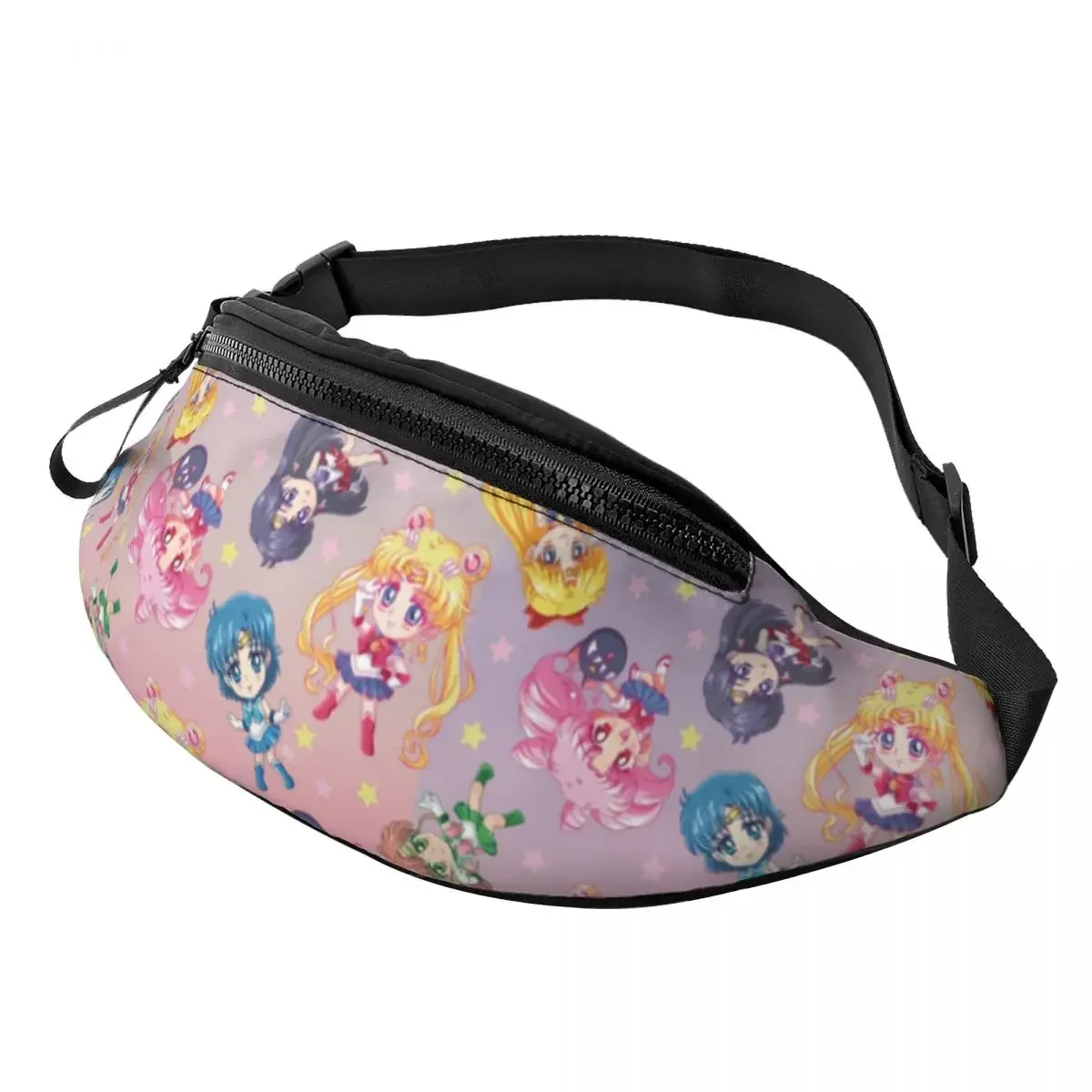

Moon Sailors Crystal Team Pattern Fanny Pack Men Women Anime Manga Crossbody Waist Bag for Travel Hiking Phone Money Pouch