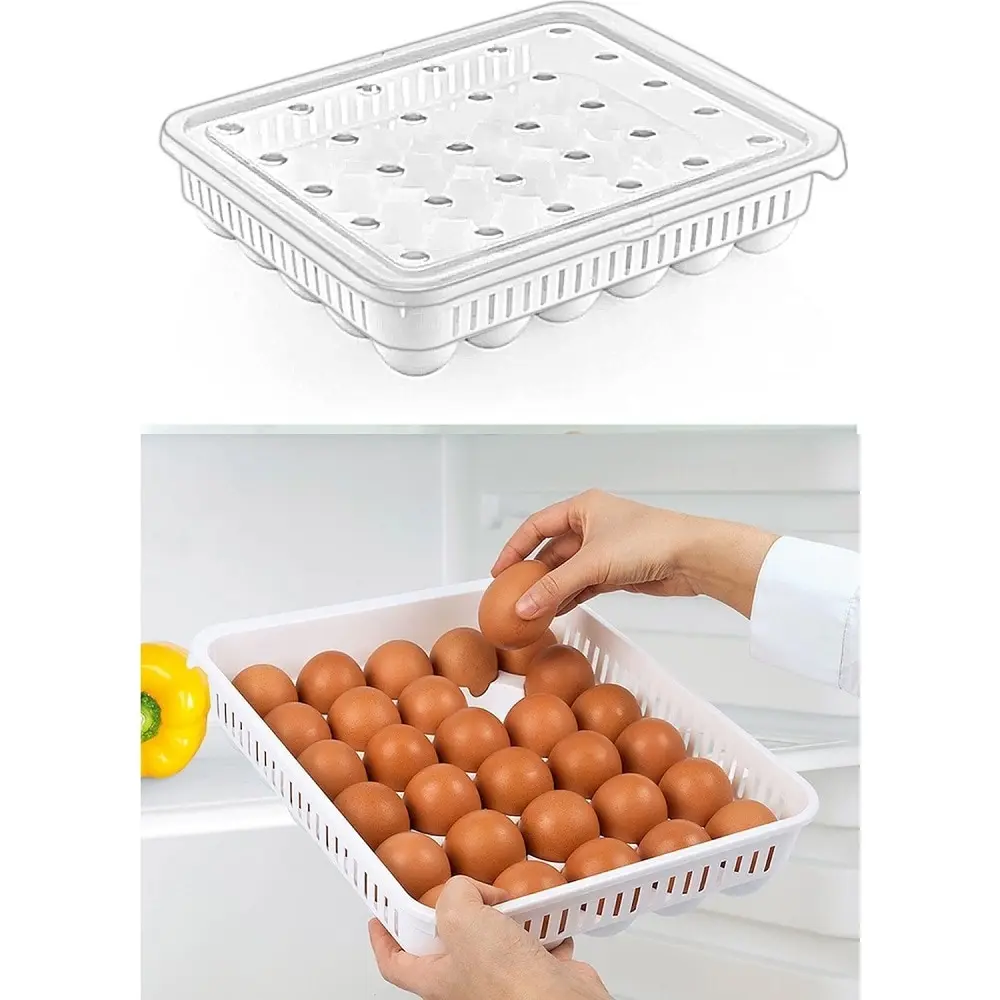 

Egg Storer Holder Container Fridge Egg Organizer Stackable Box Kitchen Refrigerator 15 Grids Storage Box Plastic Food Organizer