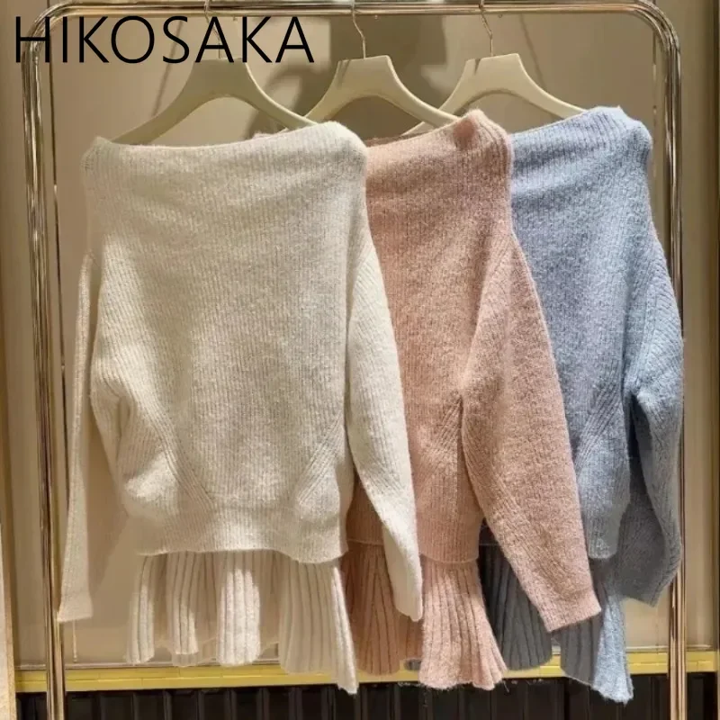 Японский стиль шикарный элегантный трикотаж комплекты из двух предметов вязаный