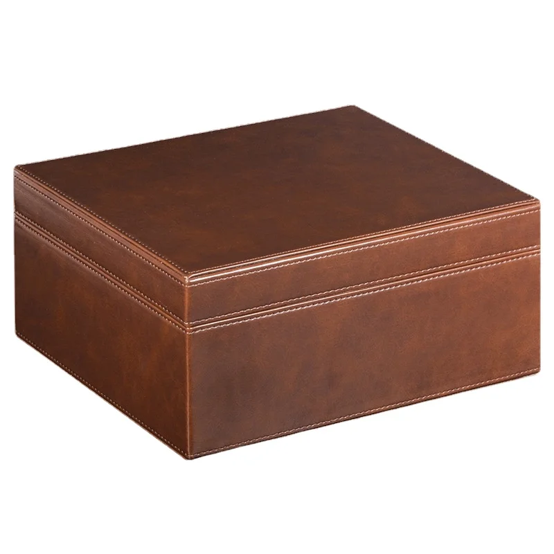 

50 Count Cedar Wood Lined Cigar Humidor Box Leather Storage Case with Humidifier Hygrometer Smoke accesoires