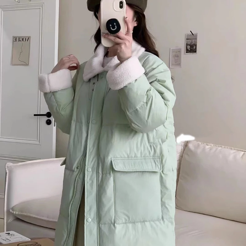 

Милое пальто, женские пуховики 2023, Женская длинная куртка до колена на белом утином пуху для женщин, зимние толстые куртки, специальное предложение, Пуховик