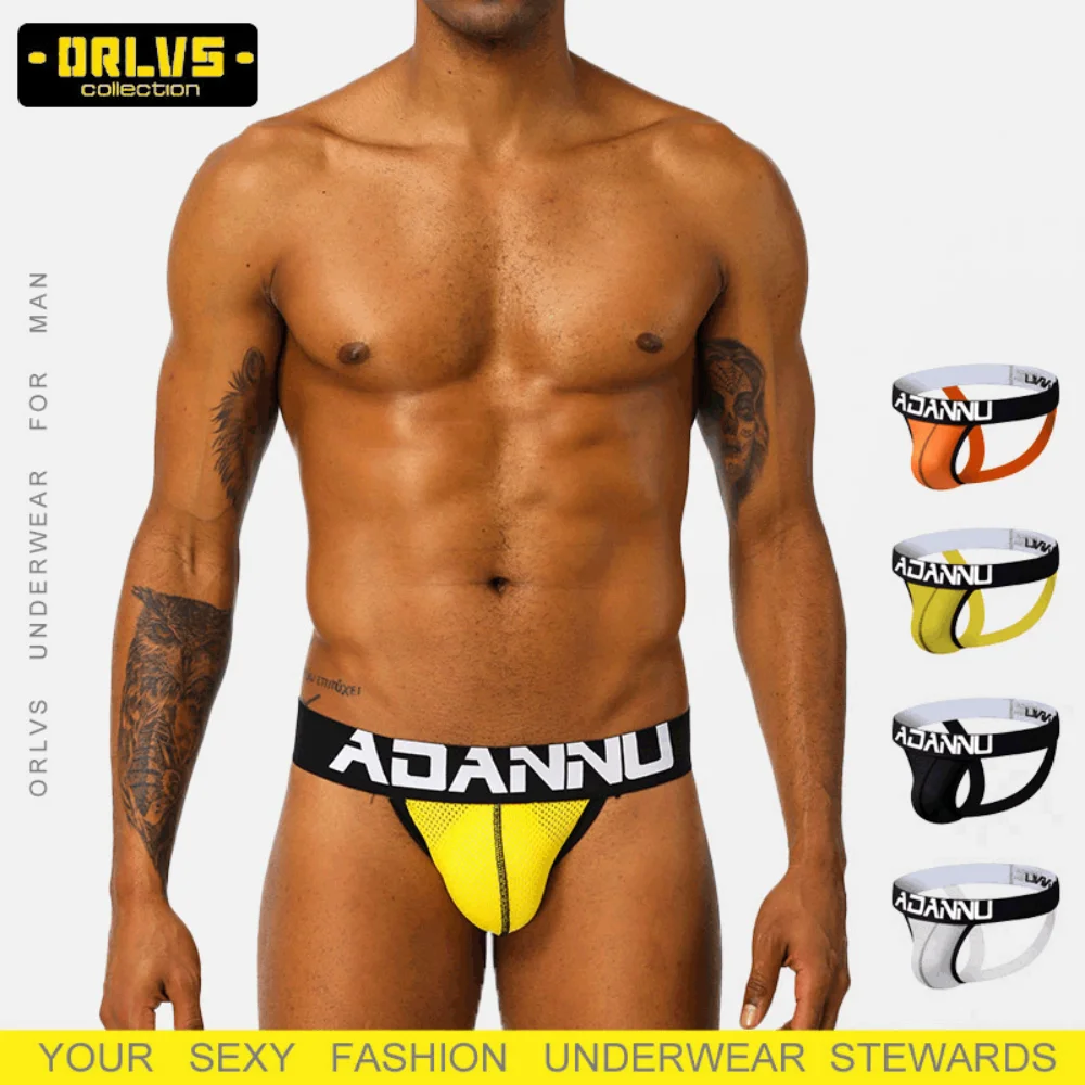 

Men'S Trendy Hollowed Out T Pants Jockstrap With Elastic Buttocks And Low Waisted Nylon Mesh Fun Double Breasted Underwear