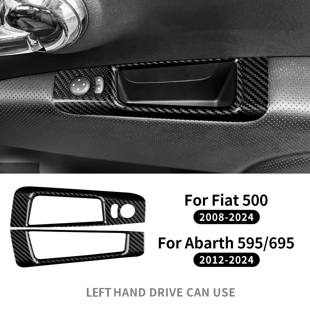 

LHD RHD настоящая твердая сухая наклейка из углеродного волокна для Fiat 500 Abarth 595 695 2008-2024, переключатель регулировки зеркала заднего вида для хранения