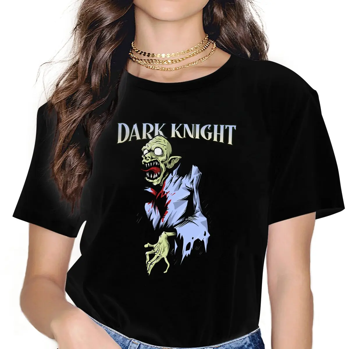 

Классическая женская футболка Dark Knight, смешная футболка с мексиканским черепом Санта-мертвец, футболки с коротким рукавом и круглым вырезом, классическая одежда