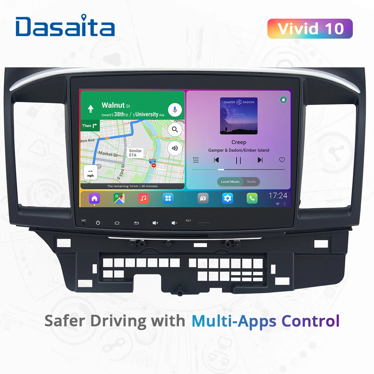 

Dasaita Vivid10 Mitsubishi Lancer 2008 2009 2010 2011 2012 2013 2014 2015 2016 2017 Car Stereo 10.2 Inch Carplay Android Auto