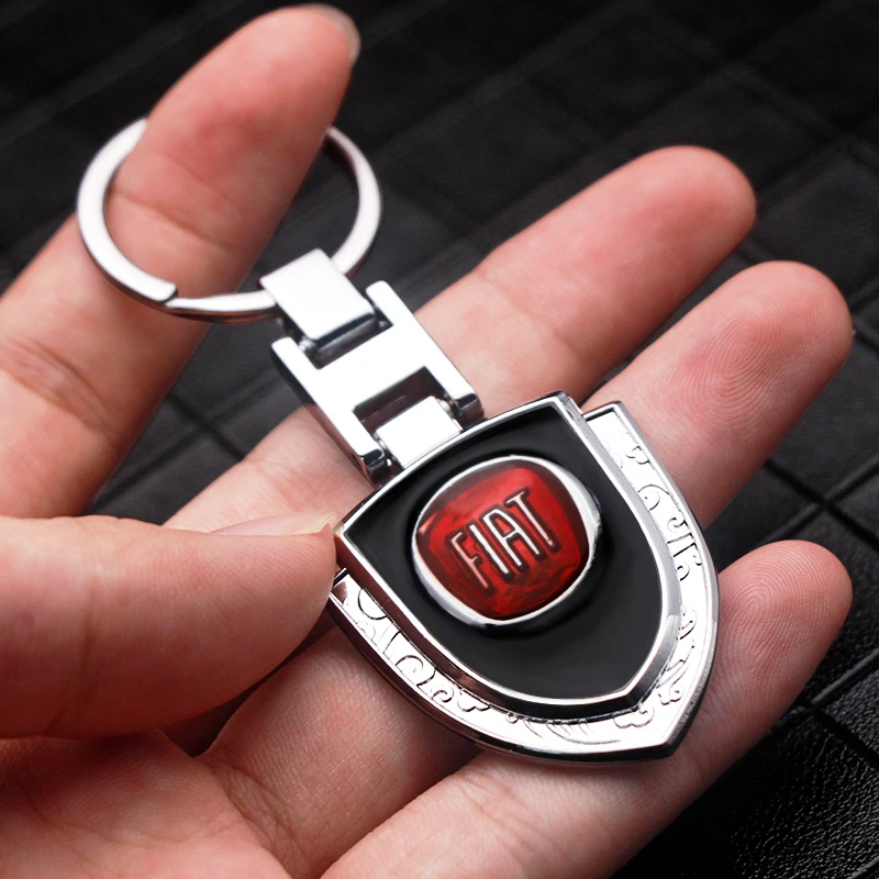 

Car Keychain 3D Alloy Metal Car Logo Shield Shaped Keyring Accessories For FIAT Grande Punto 500 Tipo Panda Ducato Freemont Stil